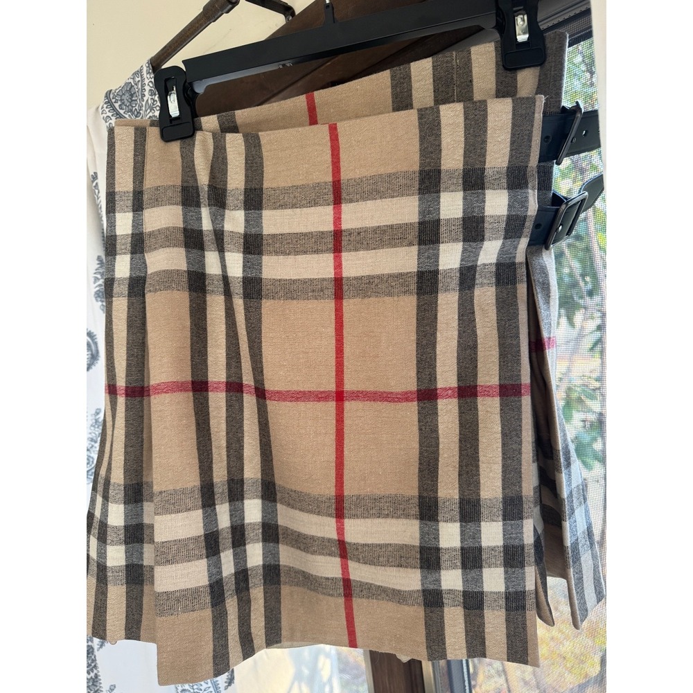 BURBERRY BRIT MINI Wool Pleated MINI SKIRT KILT NOVA CHECK BUCKLE SIZE US-8 - Picture 2 of 9